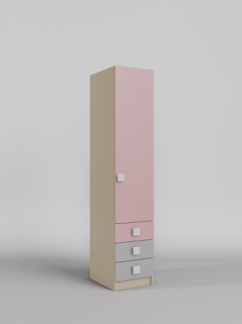 Шкаф угловой (секция с ящиками) Грэйси (Розовый/Серый/корпус Клен) в Дубинино - dubinino.mebel54.com | фото