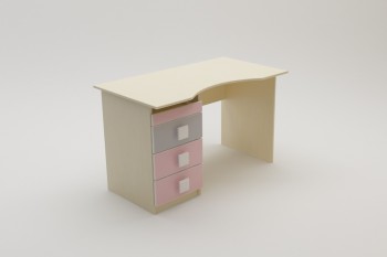 Стол (столешница с выемкой) Грэйси (Розовый/Серый/корпус Клен) в Дубинино - dubinino.mebel54.com | фото