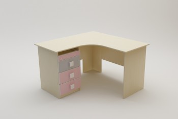 Стол угловой Грэйси (Розовый/Серый/корпус Клен) в Дубинино - dubinino.mebel54.com | фото