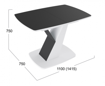 Стол обеденный «Гарда» Тип 1 (Белый/Стекло матовое черный графит) в Дубинино - dubinino.mebel54.com | фото