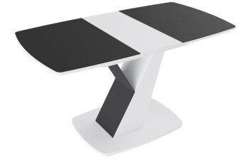 Стол обеденный «Гарда» Тип 1 (Белый/Стекло матовое черный графит) в Дубинино - dubinino.mebel54.com | фото
